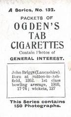 1901 Ogden's General Interest Series A #132 John Briggs Back