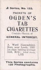 1901 Ogden's General Interest Series A #133 Albert Ward Back