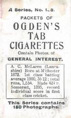 1901 Ogden's General Interest Series A #138 Archie MacLaren Back