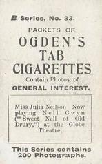 1901 Ogden's General Interest Series B #33 Julia Neilson Back