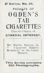 1901 Ogden's General Interest Series B #34 Martin Harvey Back