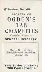 1901 Ogden's General Interest Series B #40 R.G. Knowles Back