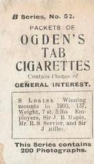1901 Ogden's General Interest Series B #52 Sam Loates Back