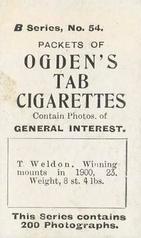 1901 Ogden's General Interest Series B #54 Thomas Weldon Back