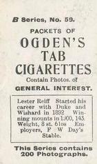 1901 Ogden's General Interest Series B #59 Lester Reiff Back