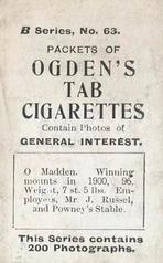 1901 Ogden's General Interest Series B #63 Otto Madden Back