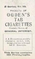 1901 Ogden's General Interest Series B #99 Arthur Augustus Zimmerman Back