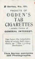 1901 Ogden's General Interest Series B #101 Dan Leno Back