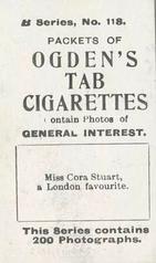 1901 Ogden's General Interest Series B #118 Cora Stuart Back