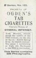 1901 Ogden's General Interest Series B #125 York Minster Back