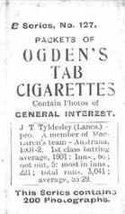 1901 Ogden's General Interest Series B #127 John Tyldesley Back