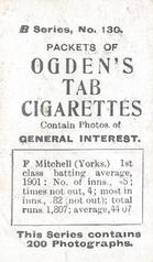 1901 Ogden's General Interest Series B #130 Frank Mitchell Back