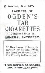 1901 Ogden's General Interest Series B #147 Maurice Read Back