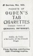1901 Ogden's General Interest Series B #162 Liane de Vries Back