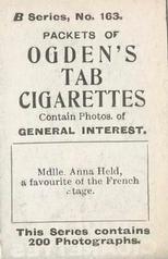 1901 Ogden's General Interest Series B #163 Mdlle Anna Held Back
