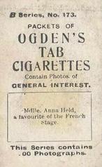 1901 Ogden's General Interest Series B #173 Mdlle. Anna Held Back