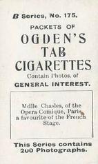 1901 Ogden's General Interest Series B #175 Mdlle. Joanne Chasles Back