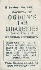 1901 Ogden's General Interest Series B #185 Major General Clements Back