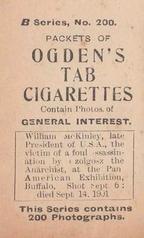 1901 Ogden's General Interest Series B #200 William McKinley Back