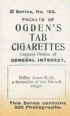 1901 Ogden's General Interest Series B #163 Mdlle Anna Held Back