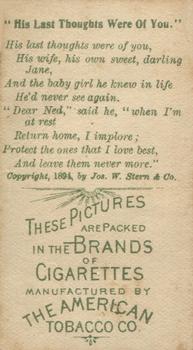 1899 American Tobacco Co. Illustrated Songs T410 #NNO His Last Thoughts were of You Back