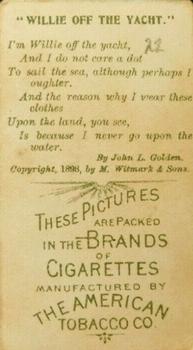 1899 American Tobacco Co. Illustrated Songs T410 #NNO Willie Off His Yacht Back