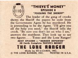 1950 Ed-U-Cards The Lone Ranger (W536-2) #110 Thieve's Money Fooling the Sheriff Episode 8 Back