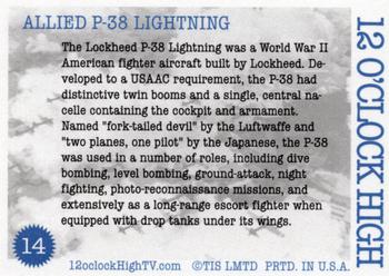2013 The Illustration Studio (TIS) 12 O'Clock High Series 1 #14 Allied P-38 Lightning Back