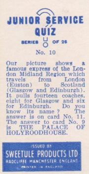 1959 Sweetule Junior Service Quiz #10 The Royal Scot Back