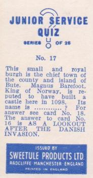 1959 Sweetule Junior Service Quiz #17 Rothesay Back