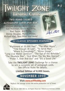 1999 Rittenhouse Twilight Zone Series 1 - Promos #P-2 Premiere Edition Back
