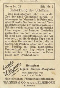 1928 Echte Wagner Entwicklung der Schiffahrt (Developments in Shipping) Album 1, Serie 25 #2 Wikingerboot Back