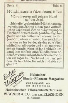 1929 Echte Wagner Abenteuer des Freiherrn v. Munchhausen II (The Adventures of Baron Munchhausen) Album 2, Serie 9 #12 Munchhausen mit seinem Hund auf der Jagd Back