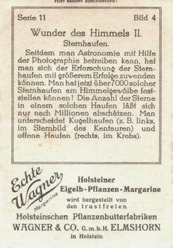 1929 Echte Wagner Wunder des Himmels II (Wonders of the Heavens) Album 2, Serie 11 #4 Sternhaufen Back