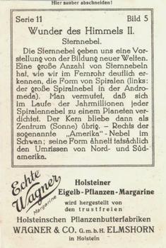 1929 Echte Wagner Wunder des Himmels II (Wonders of the Heavens) Album 2, Serie 11 #5 Sternnebel Back