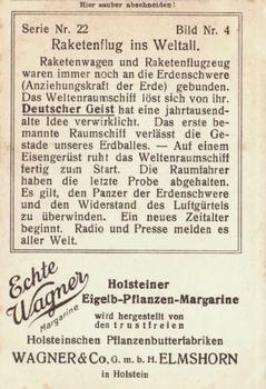 1929 Echte Wagner Raketenflug ins Weltall (Rocket Flight into Space) Album 2, Serie 22 #4 Raketenwagen un Raketenflugzeug waren immer... Back