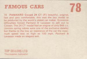 1972 Top Sellers Famous Cars #078 Panhard Coupe 24 CT Back