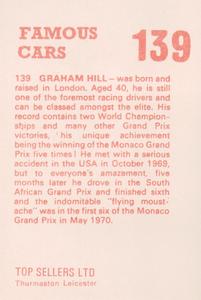 1972 Top Sellers Famous Cars #139 Graham Hill Back