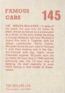 1972 Top Sellers Famous Cars #145 Bruce McLaren Back