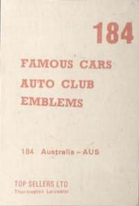 1972 Top Sellers Famous Cars #184 Australia Back