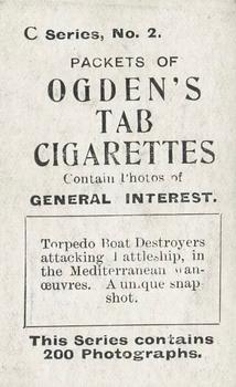 1902 Ogden's General Interest Series C #2 Destroyers Attacking Battleship Back