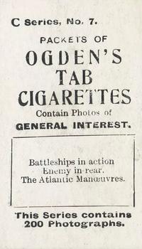 1902 Ogden's General Interest Series C #7 Naval Warfare Back