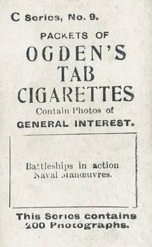 1902 Ogden's General Interest Series C #9 Battleships in Action Back