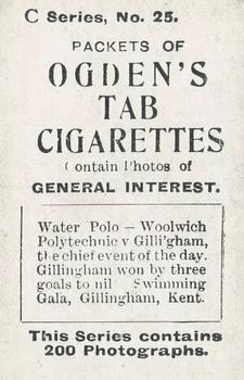 1902 Ogden's General Interest Series C #25 Water Polo Back