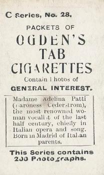 1902 Ogden's General Interest Series C #28 Adelina Patti Back