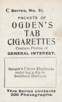 1902 Ogden's General Interest Series C #31 Sanger’s Elephants Bathing Back