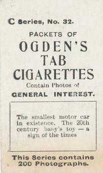 1902 Ogden's General Interest Series C #32 The Smallest Motor Car Back