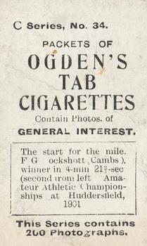 1902 Ogden's General Interest Series C #34 The Start for the Mile Back