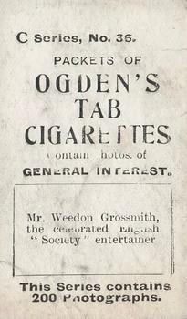 1902 Ogden's General Interest Series C #36 Weedon Grossmith Back