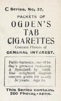 1902 Ogden's General Interest Series C #37 Pablo de Sarasate Back